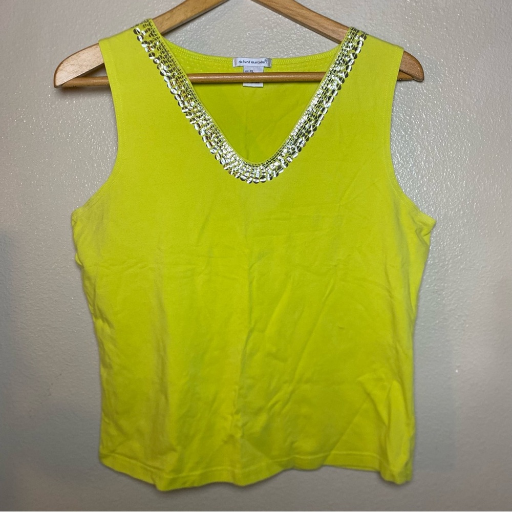 Vibrant Yellow Embellished Tank Top